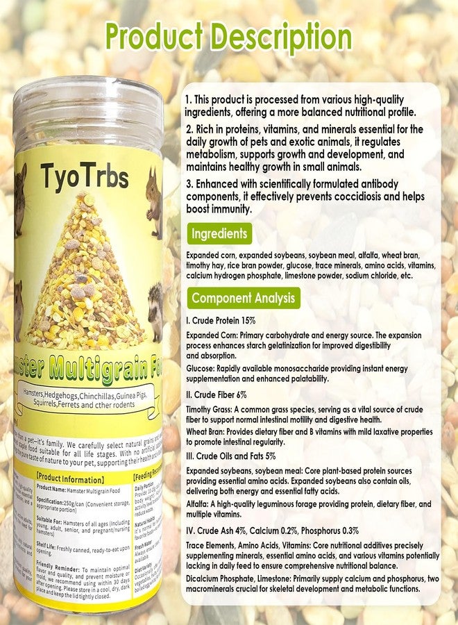 Tyotrbs Hamster & Gerbil Treat, Natural Health, Gourmet Hamster and Gerbil Food for Small Animals with Seeds, and Grains,Vitamin-Nutrient Fortified (M, Vegetable Flavor) - Image 3